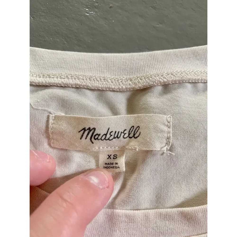 Madewell Beige Puff Sleeve Top XS Sheer Lightweight Neutral Blouse